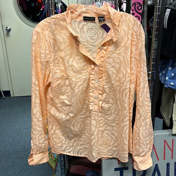 💜New York and Co Peach Long Sleeve L - Picture 1 of 3